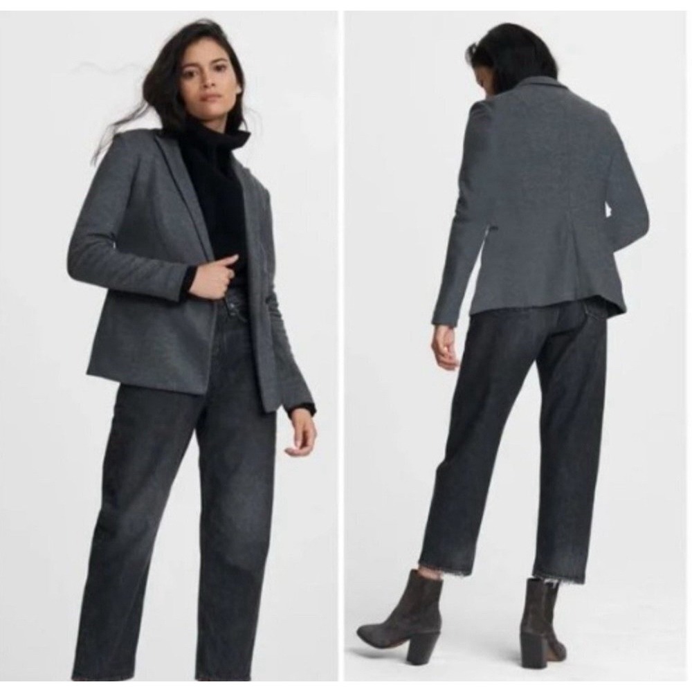 Rag & Bone Leon Double-Breasted Wool Flannel Blazer In Gray Size 10 Neutral Work - Picture 2 of 9